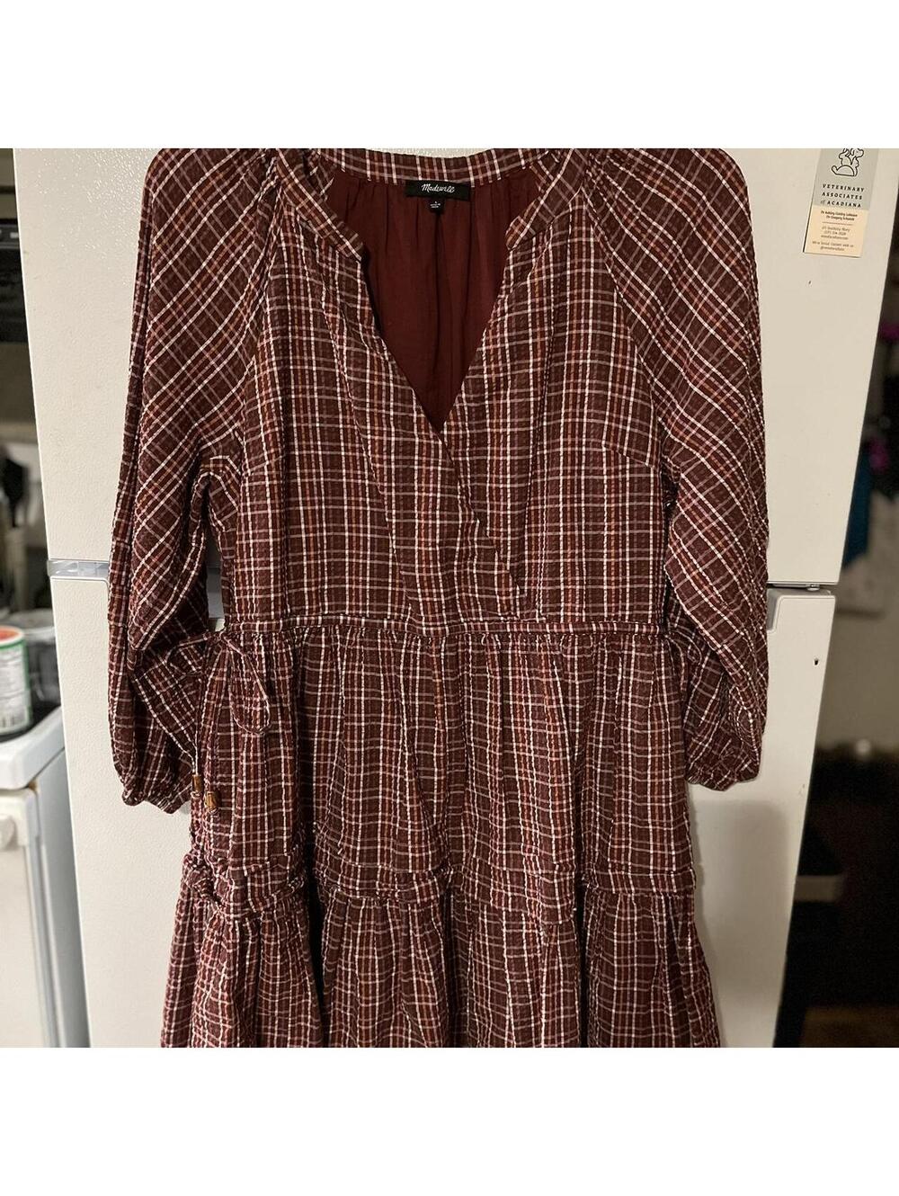Madewell Women's Brown and Burgundy Dress